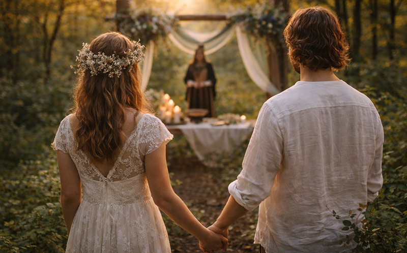 Brautpaar bei Hochzeit in der Natur